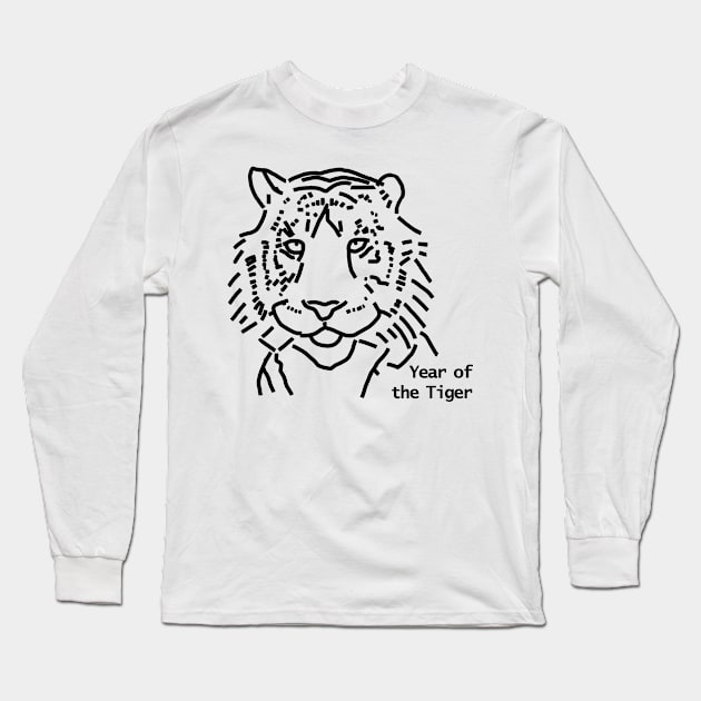 Year of the Tiger Outline Long Sleeve T-Shirt by ellenhenryart